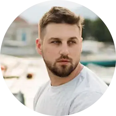 A confident author with dark hair